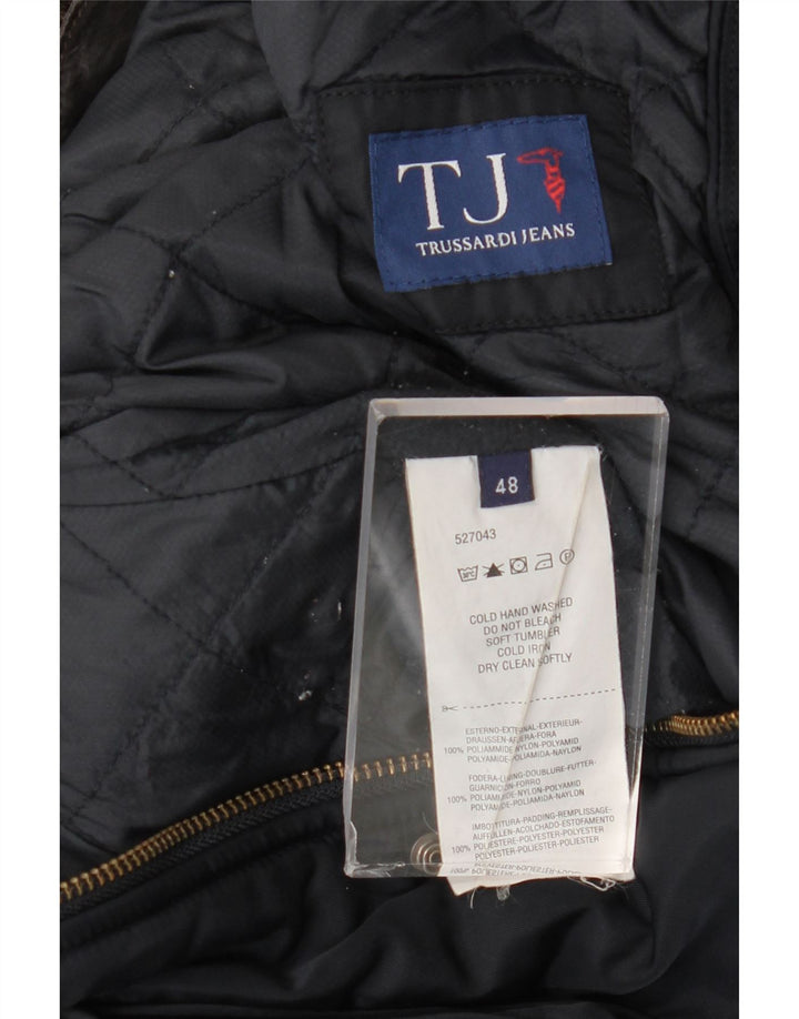Trussardi Jeans Mens Hooded Utility Jacket IT 48 Medium Navy Blue Polyamide