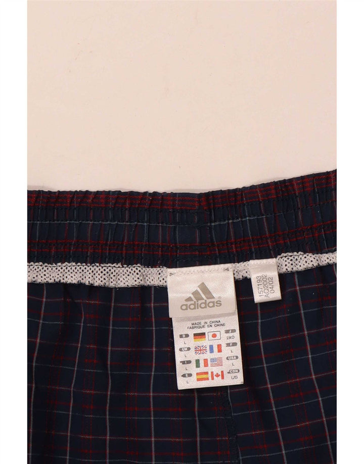 Adidas Mens Swimming Shorts Large  Navy Blue Check Polyester