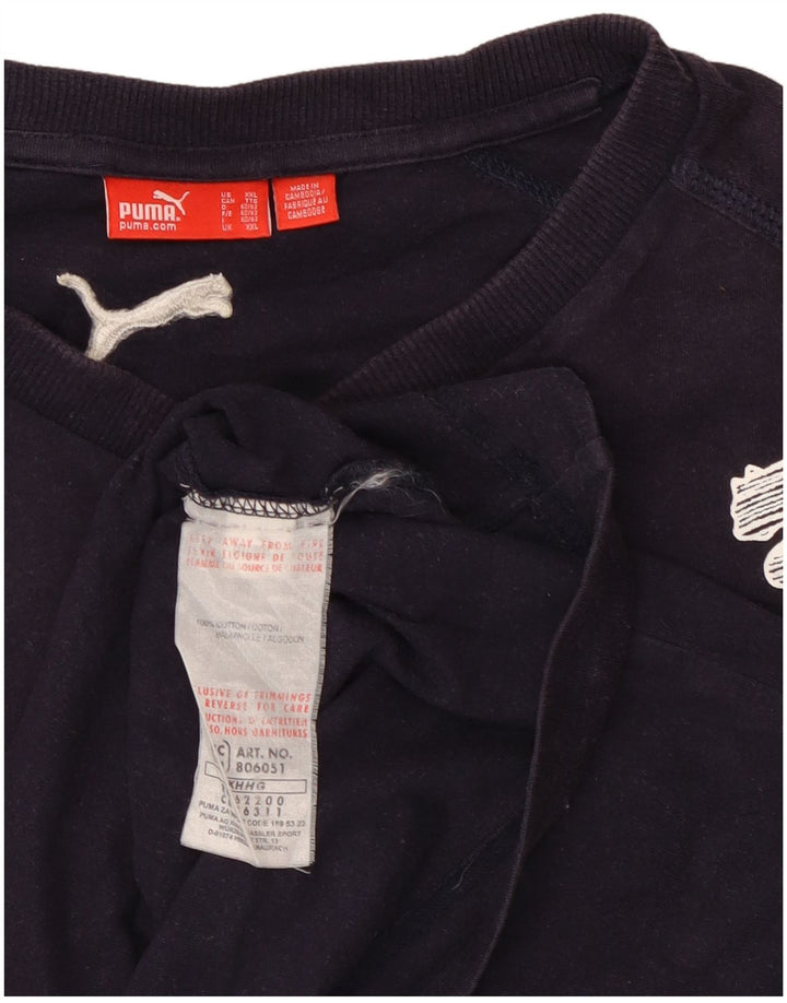 Puma Mens Graphic Top Long Sleeve 2XL Navy Blue Cotton