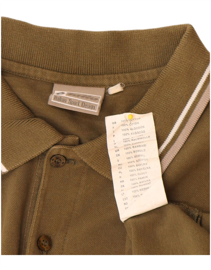 Lotto Mens Polo Shirt Small Khaki Cotton