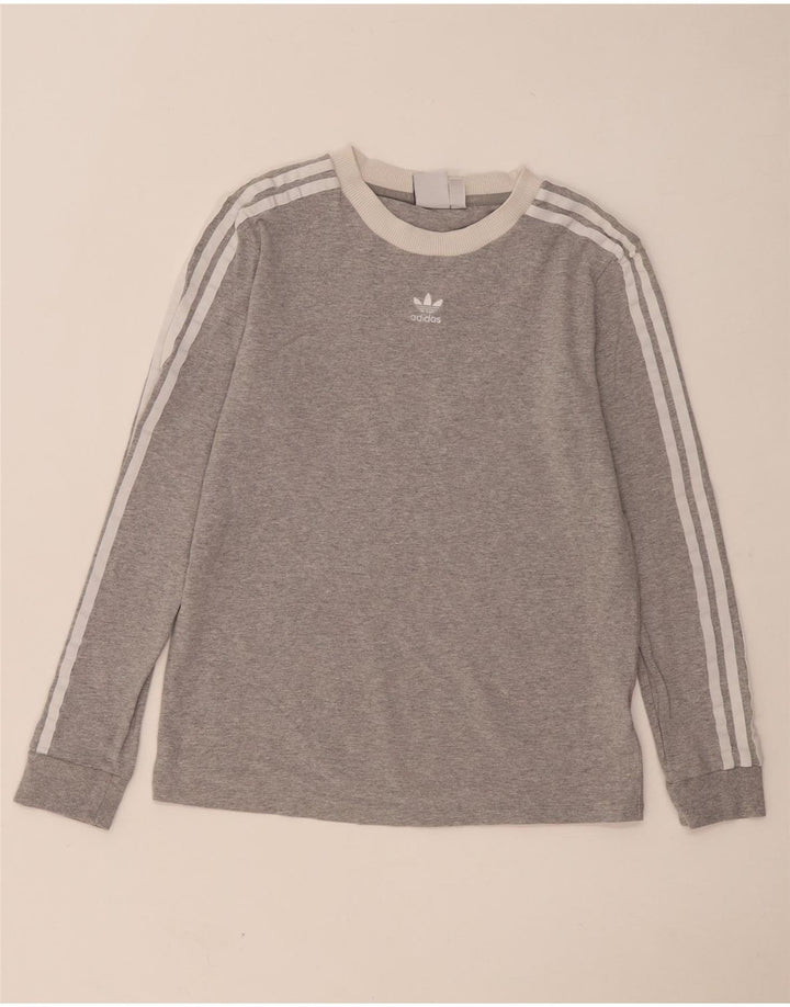 Adidas Womens Top Long Sleeve UK 12 Medium  Grey Cotton