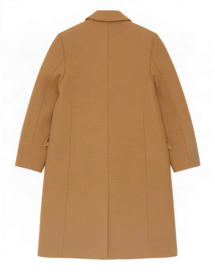 Zara Womens Oversized Double Breasted Coat UK 6 XS Beige Wool