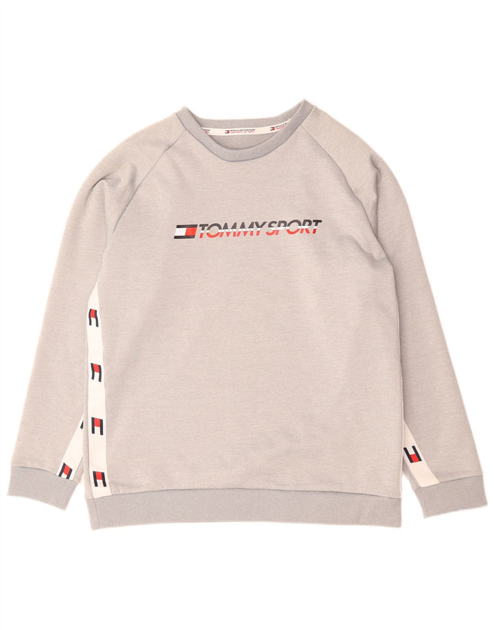 Tommy Hilfiger Mens Graphic Sweatshirt Jumper Medium Grey Polyester