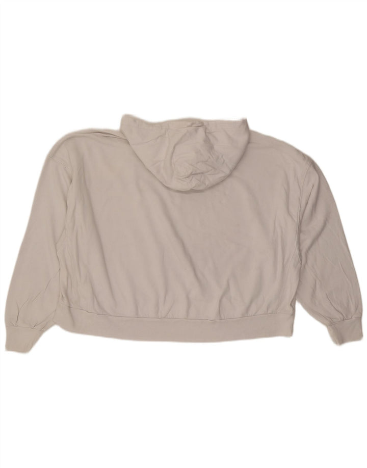All Saints Womens Oversized Crop Graphic Hoodie Jumper UK 14 Medium White