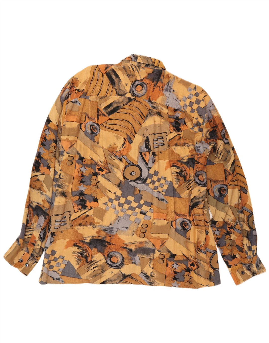 VINTAGE Mens Abstract Pattern Shirt Size 41/42 Large Brown Viscose