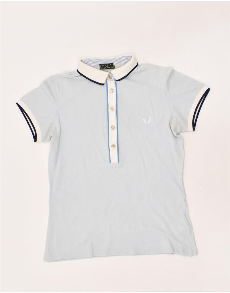 FRED PERRY Womens Polo Shirt UK 12 Medium Blue Cotton | Vintage Fred Perry | Thrift | Second-Hand Fred Perry | Used Clothing | Messina Hembry 