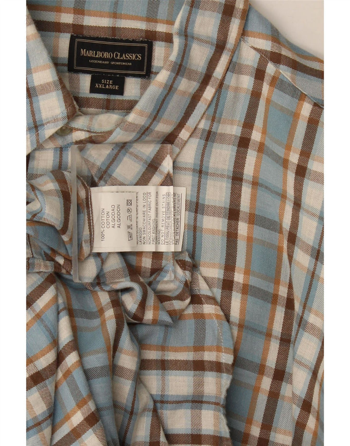 Marlboro Classics Mens Flannel Shirt 2XL Blue Check Cotton