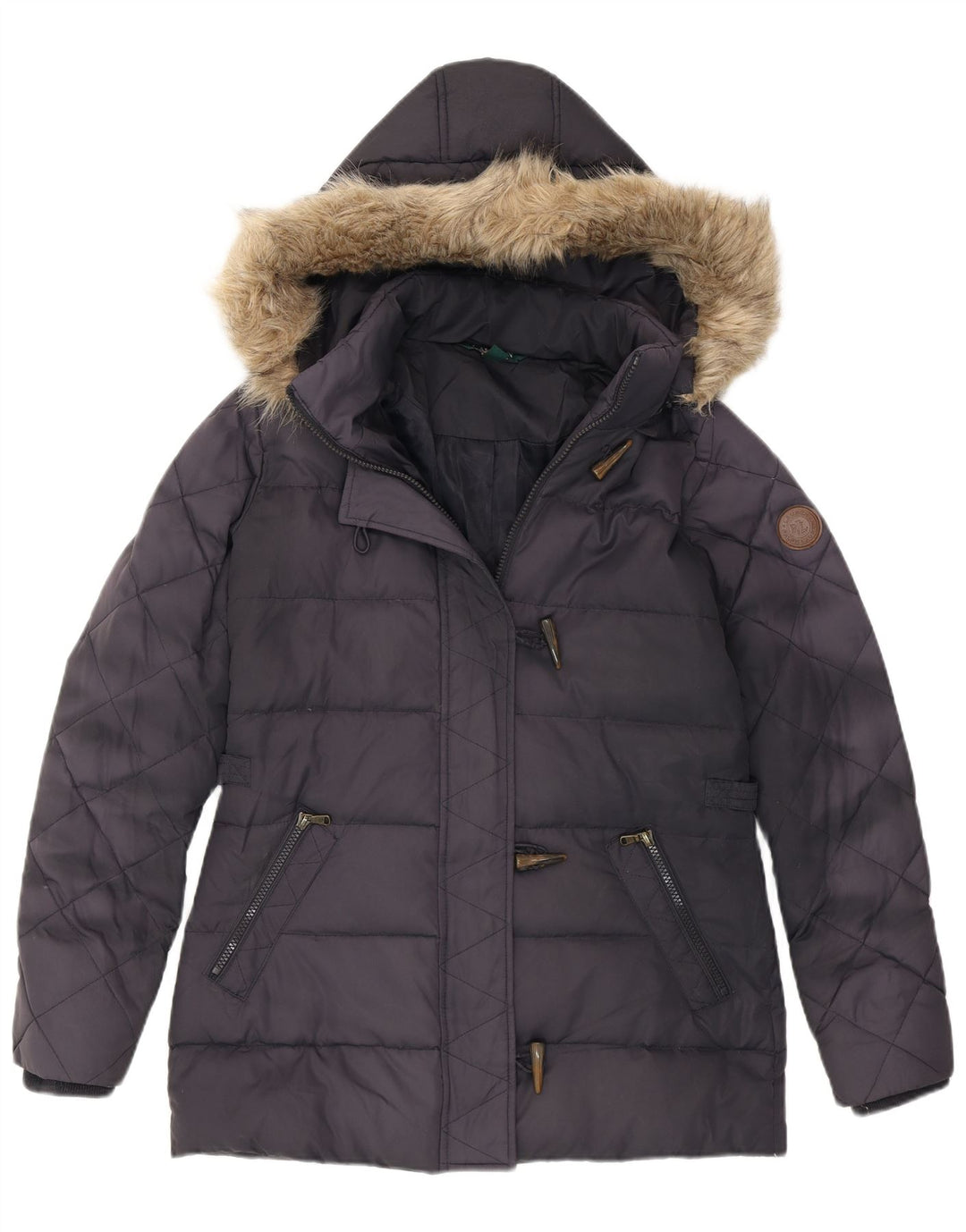 Ralph Lauren Womens Hooded Padded Jacket UK 6 XS Navy Blue Polyester