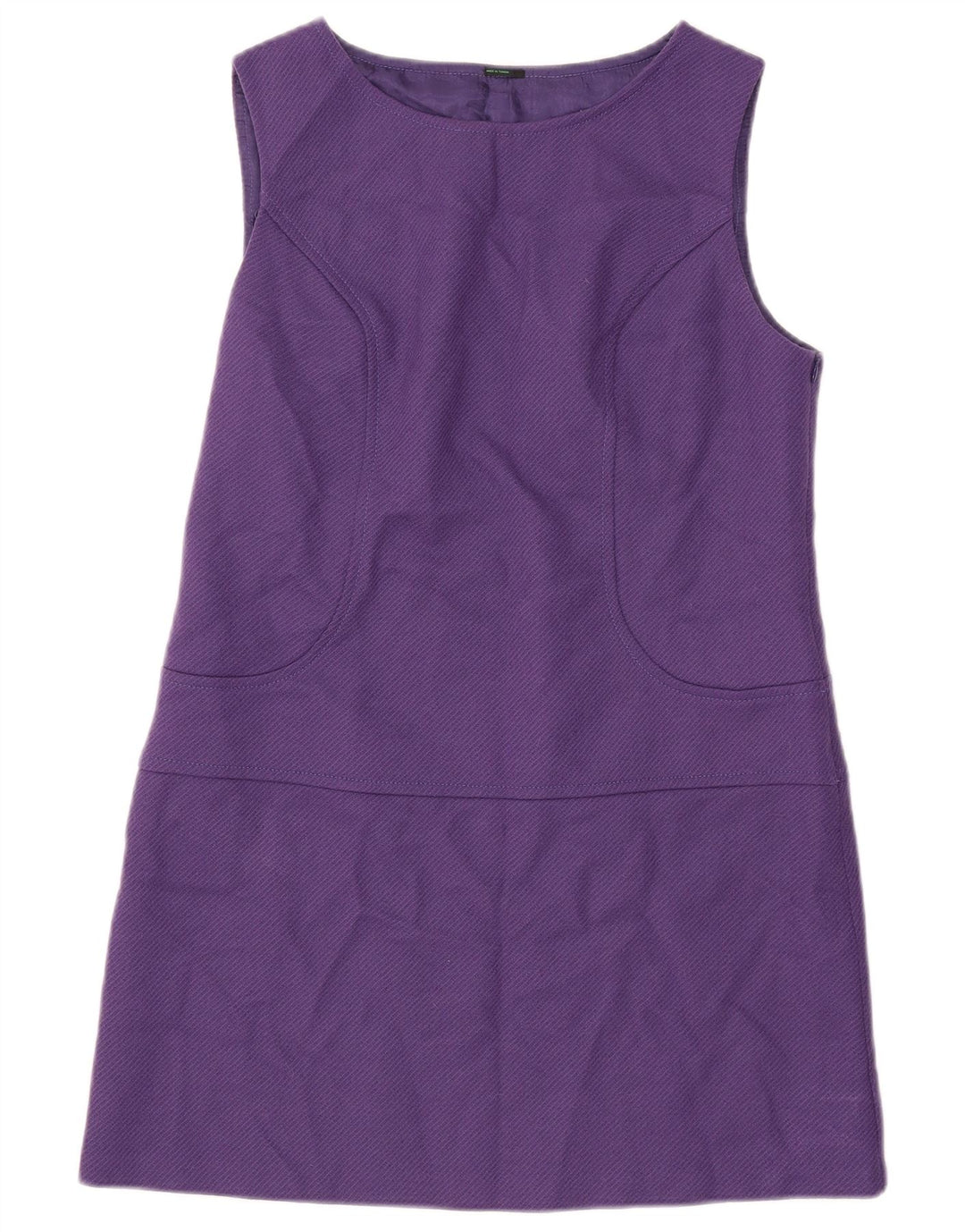 Benetton Womens Sleeveless Shift Dress UK 14 Large Purple Wool