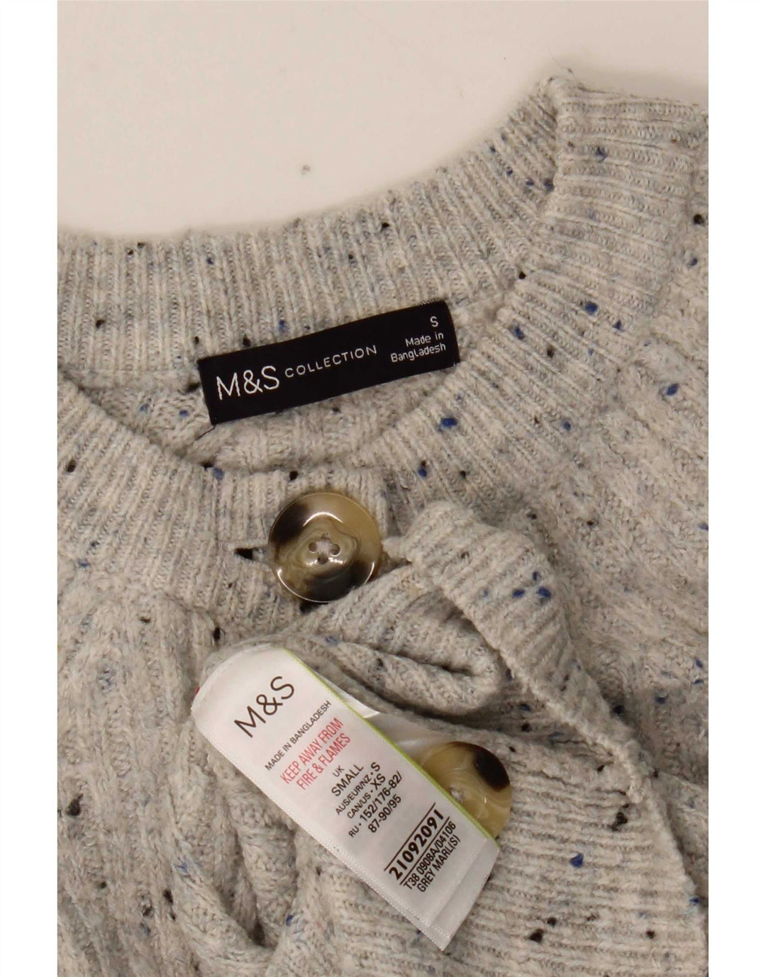 Marks & Spencer Womens Crop Cardigan Sweater UK 10 Small Grey Flecked