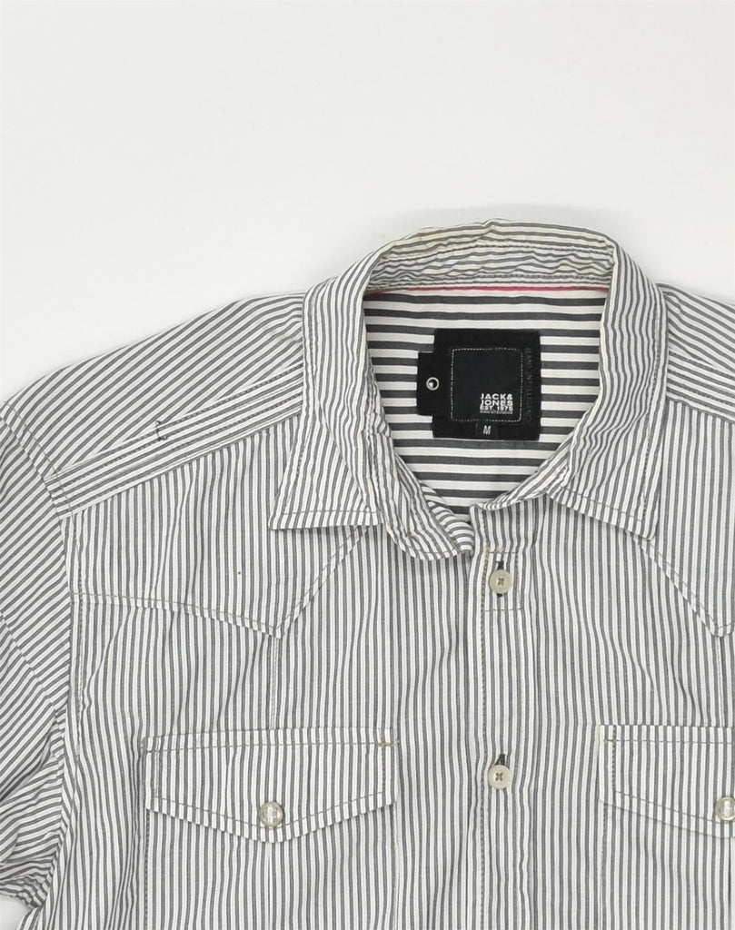 JACK & JONES Mens Graphic Shirt Medium Grey Pinstripe | Vintage Jack & Jones | Thrift | Second-Hand Jack & Jones | Used Clothing | Messina Hembry 