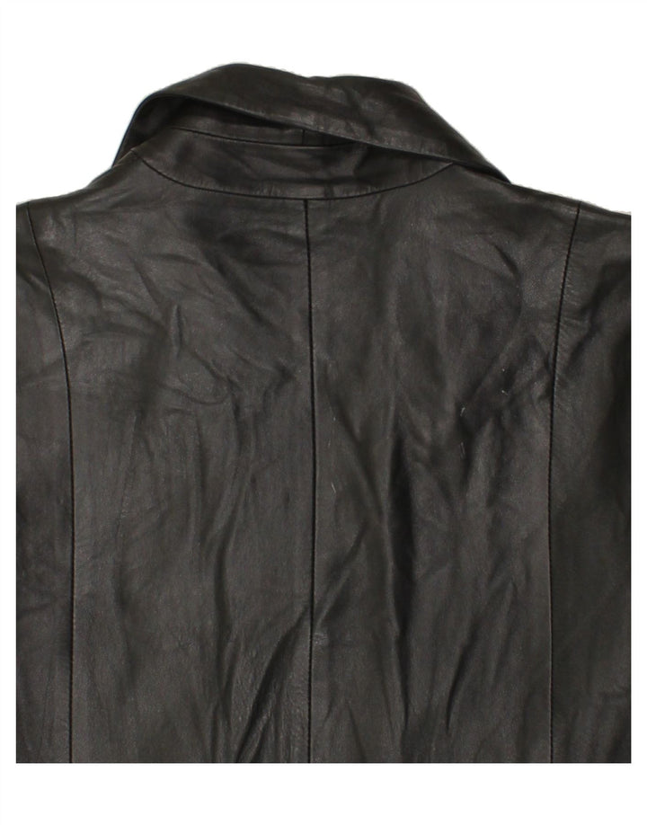 CONBIPEL Womens Leather Coat UK 12 Medium Black Leather Vintage Conbipel and Second-Hand Conbipel from Messina Hembry 