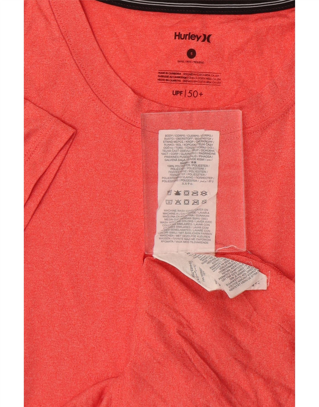 Hurley Womens T-Shirt Top UK 10 Small Orange Flecked Polyester