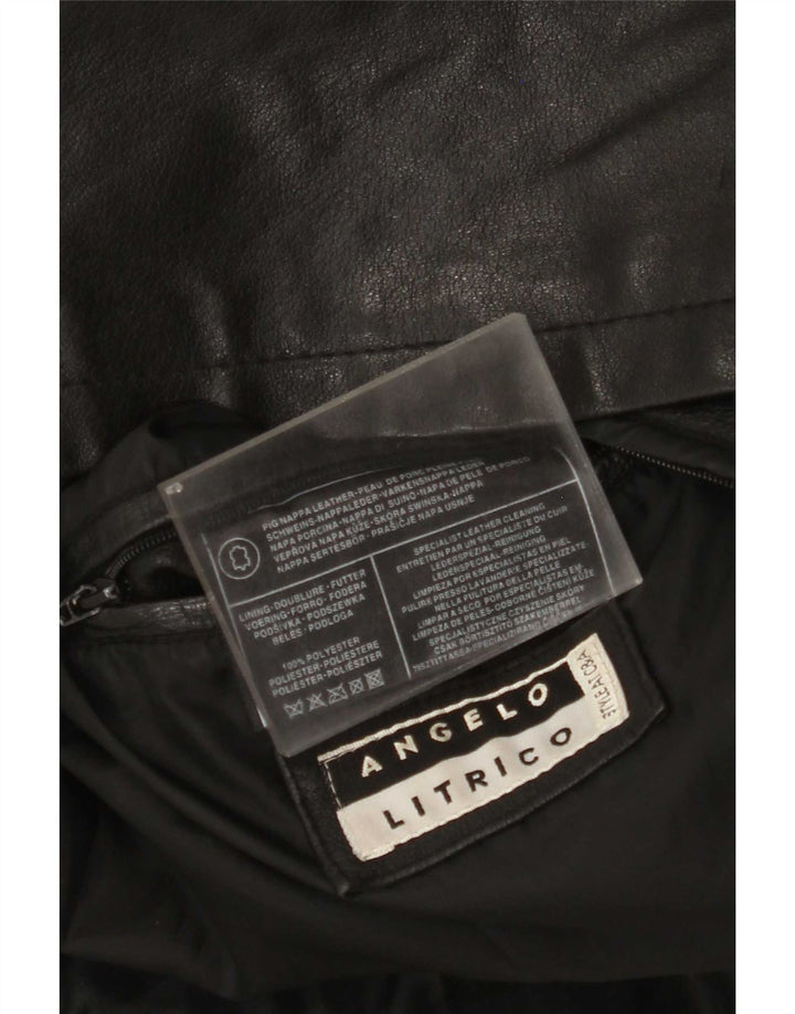 Angelo Litrico Mens Leather Jacket UK 38 Medium Black