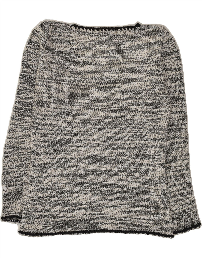 PENNY PULL Womens V-Neck Jumper Sweater UK 12 Medium Grey Flecked Cotton | Vintage Penny Pull | Thrift | Second-Hand Penny Pull | Used Clothing | Messina Hembry 