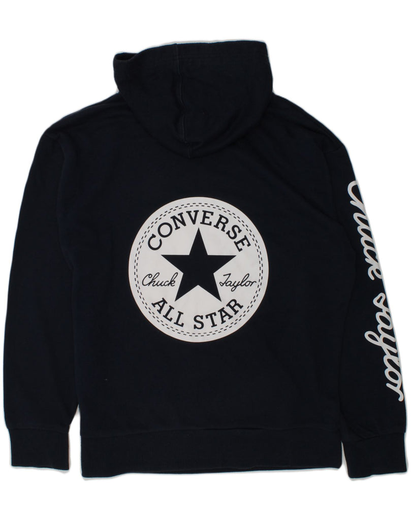 CONVERSE Boys Graphic Hoodie Jumper 12-13 Years Large  Navy Blue Cotton | Vintage Converse | Thrift | Second-Hand Converse | Used Clothing | Messina Hembry 