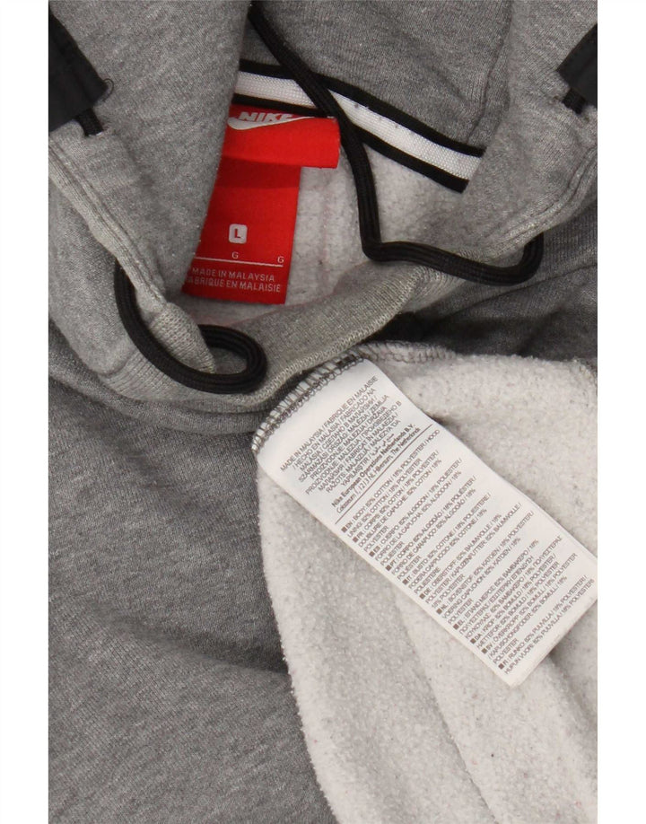 Nike Mens Hoodie Jumper Large Grey Cotton