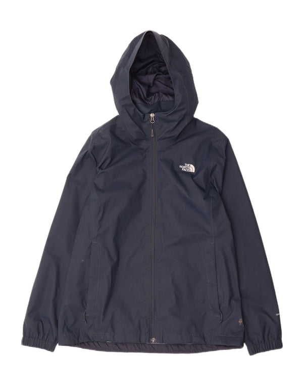 The North Face Womens Hooded Rain Jacket UK 16 Large Navy Blue Nylon