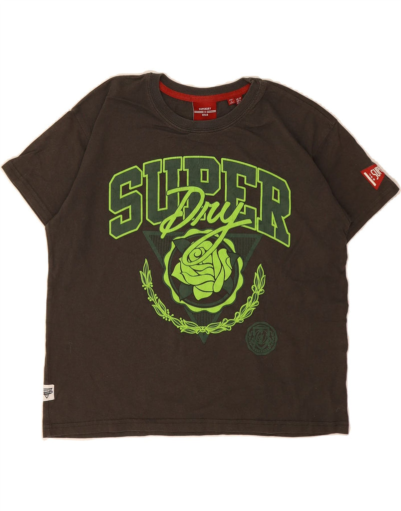 SUPERDRY Womens Crop Oversized Graphic T-Shirt Top UK 10 Small  Brown Vintage Superdry and Second-Hand Superdry from Messina Hembry 