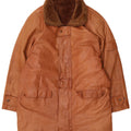 Mirella Mens Sherpa Leather Coat UK 44 2XL Brown Leather