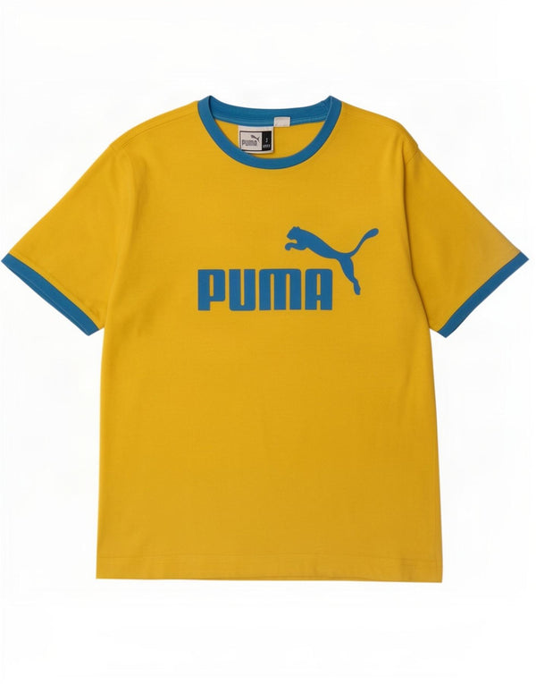 Puma Mens Graphic T-Shirt Top Small Yellow