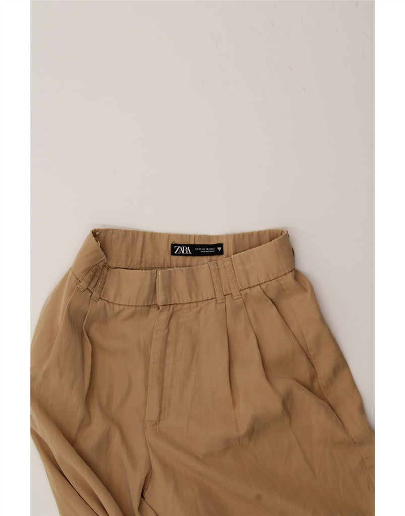 ZARA Womens Wide Leg Chino Trousers XS W24 L28 Beige Polyester Vintage Zara and Second-Hand Zara from Messina Hembry 