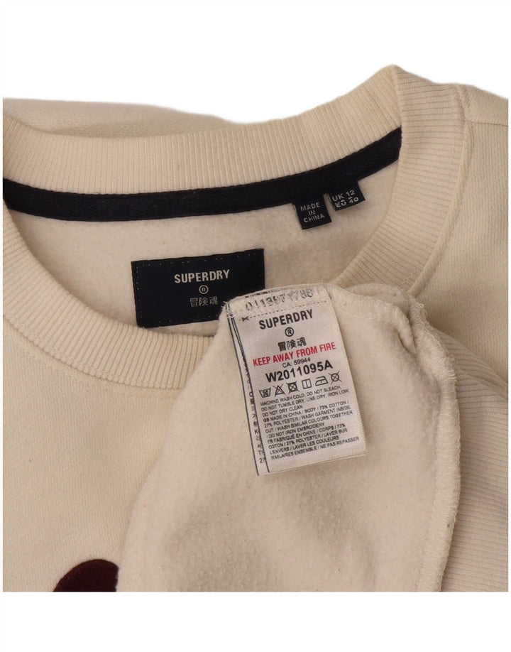 Superdry Womens Graphic Oversized Sweatshirt Jumper UK 12 Medium White