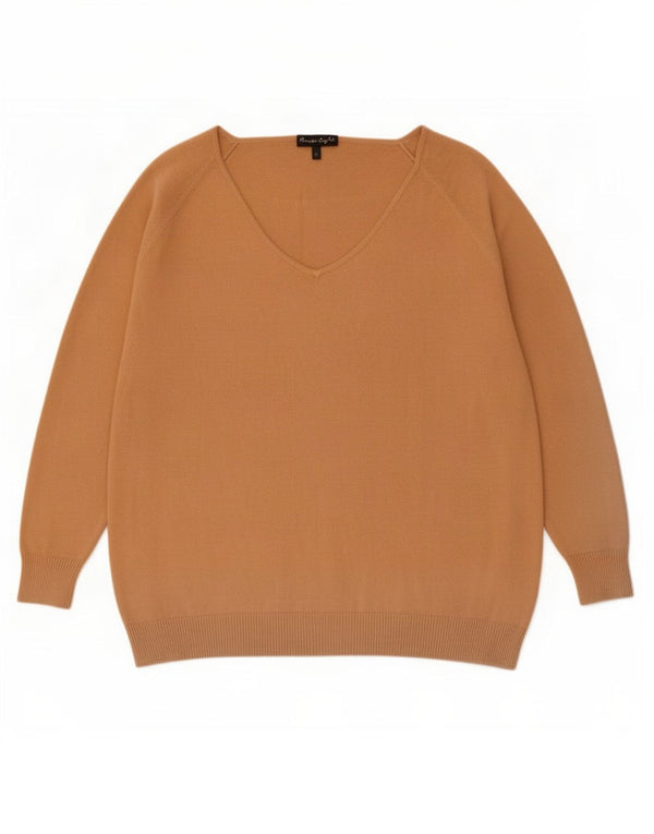 Phase Eight Womens Relaxed Fit V-Neck Jumper Sweater UK 16 Large Brown