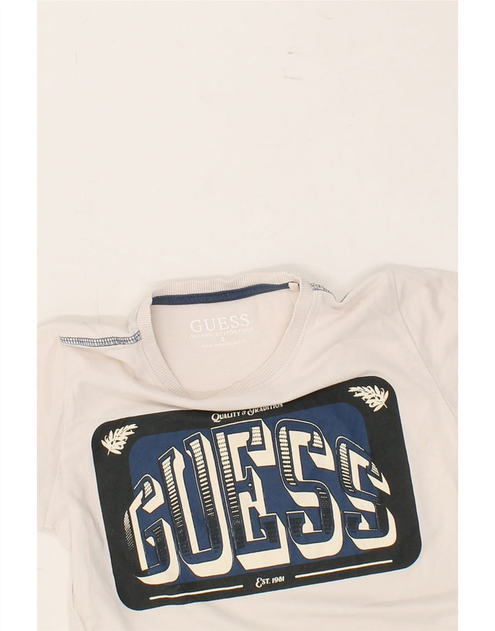 GUESS Boys Graphic T-Shirt Top 7-8 Years Off White Cotton Vintage Guess and Second-Hand Guess from Messina Hembry 