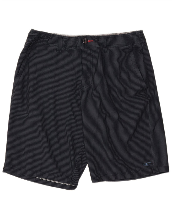 O'Neill Mens Chino Shorts W34 Large Navy Blue Pinstripe Polyester