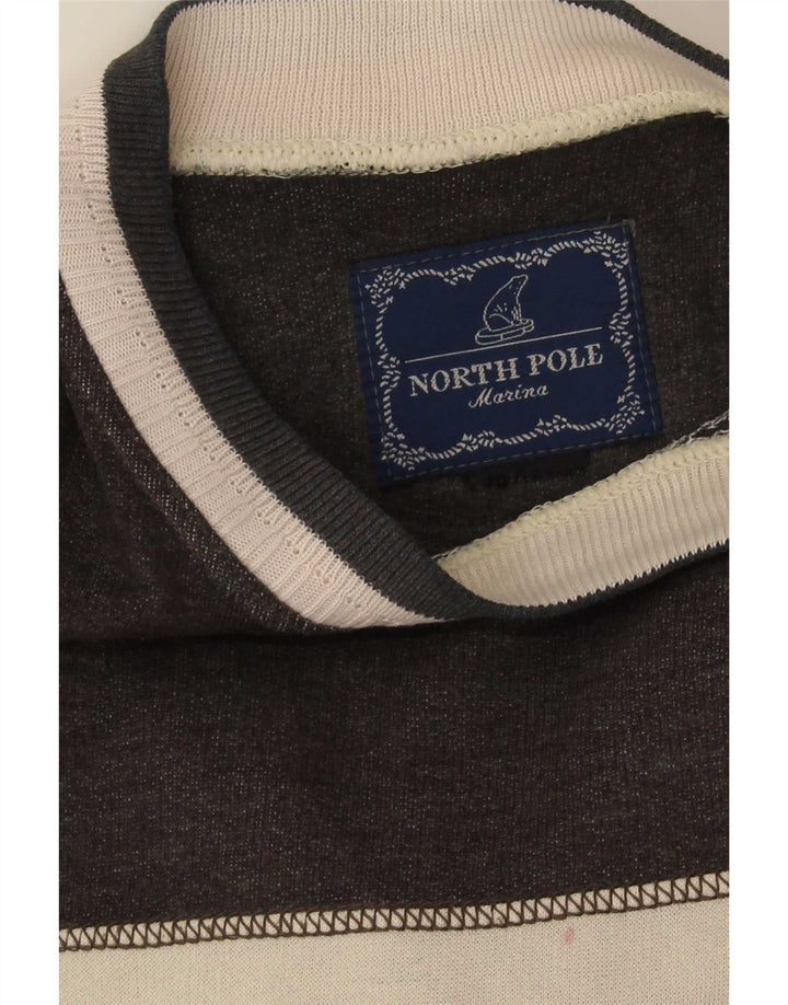 North Pole Mens Graphic Sweatshirt Jumper Medium Grey Colourblock