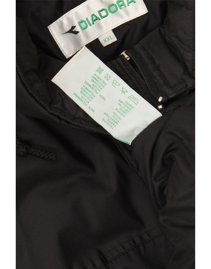 DIADORA Mens Loose Fit Windbreaker Jacket UK 44 2XL Black