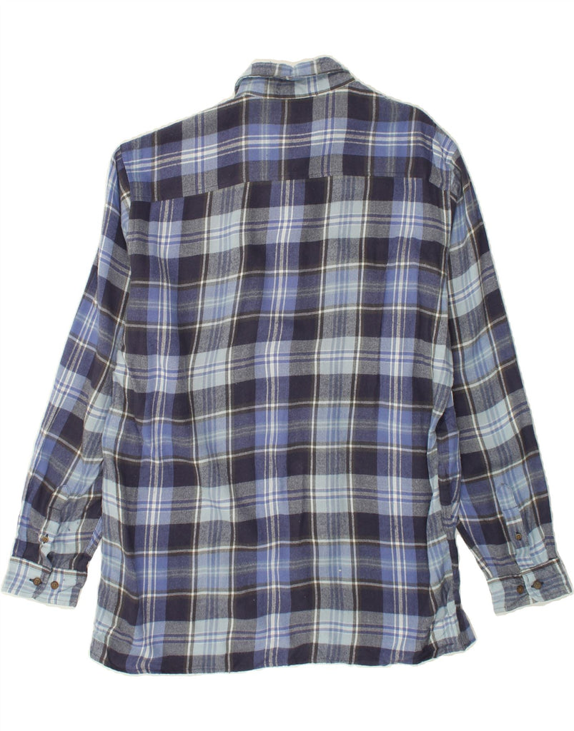 VINTAGE Mens Tall Flannel Shirt Large Blue Check Acrylic | Vintage Vintage | Thrift | Second-Hand Vintage | Used Clothing | Messina Hembry 