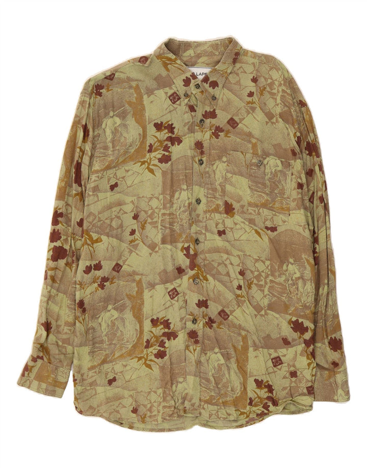 TED LAPIDUS Mens Shirt Medium Green Floral Viscose Vintage Ted Lapidus and Second-Hand Ted Lapidus from Messina Hembry 