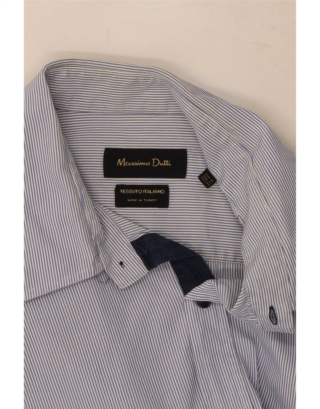 Massimo Dutti Mens Shirt XL Blue Pinstripe
