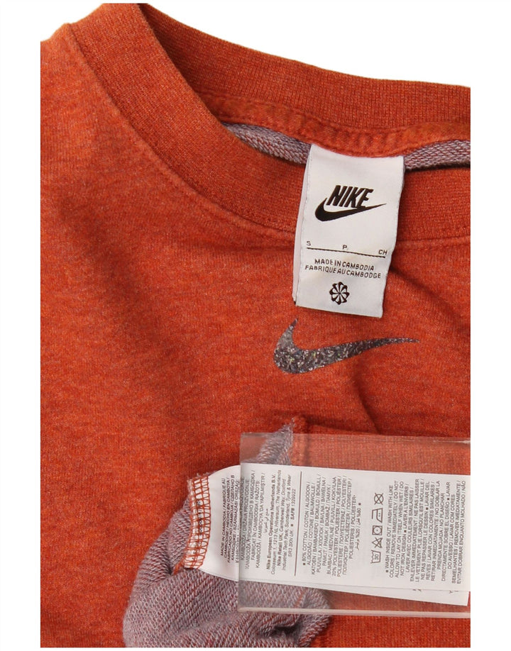 Nike Womens Crop Oversized Sweatshirt Jumper UK 10 Small Orange Cotton