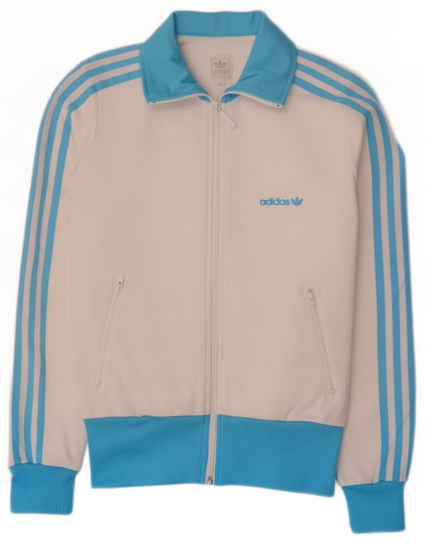 Adidas Womens Tracksuit Top Jacket EU 34 XS White Colourblock Cotton