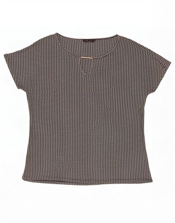 Marks & Spencer Womens Blouse Top UK 14 Large Black Spotted Viscose