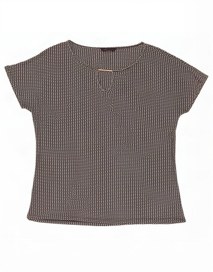 Marks & Spencer Womens Blouse Top UK 14 Large Black Spotted Viscose