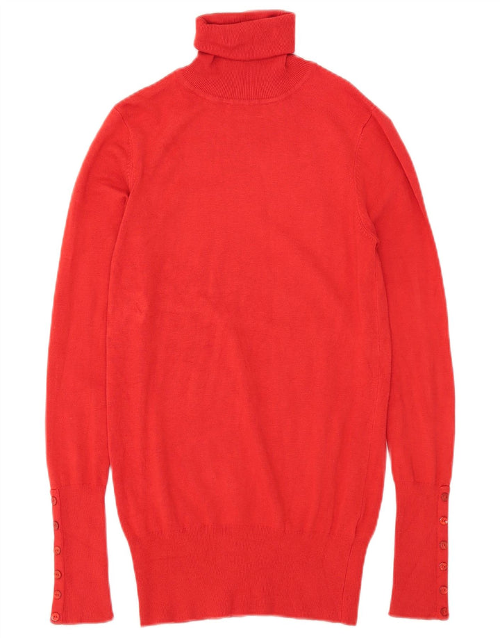 Zara Womens Roll Neck Jumper Sweater UK 10 Small Red Rayon