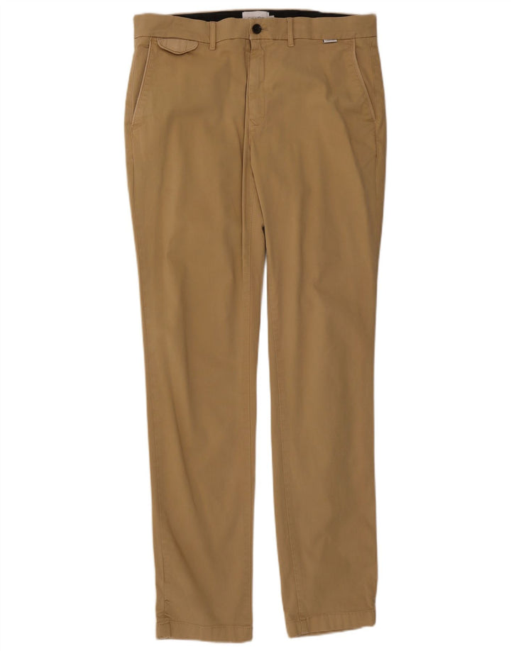 Calvin Klein Mens Slim Chino Trousers W36 L34 Beige