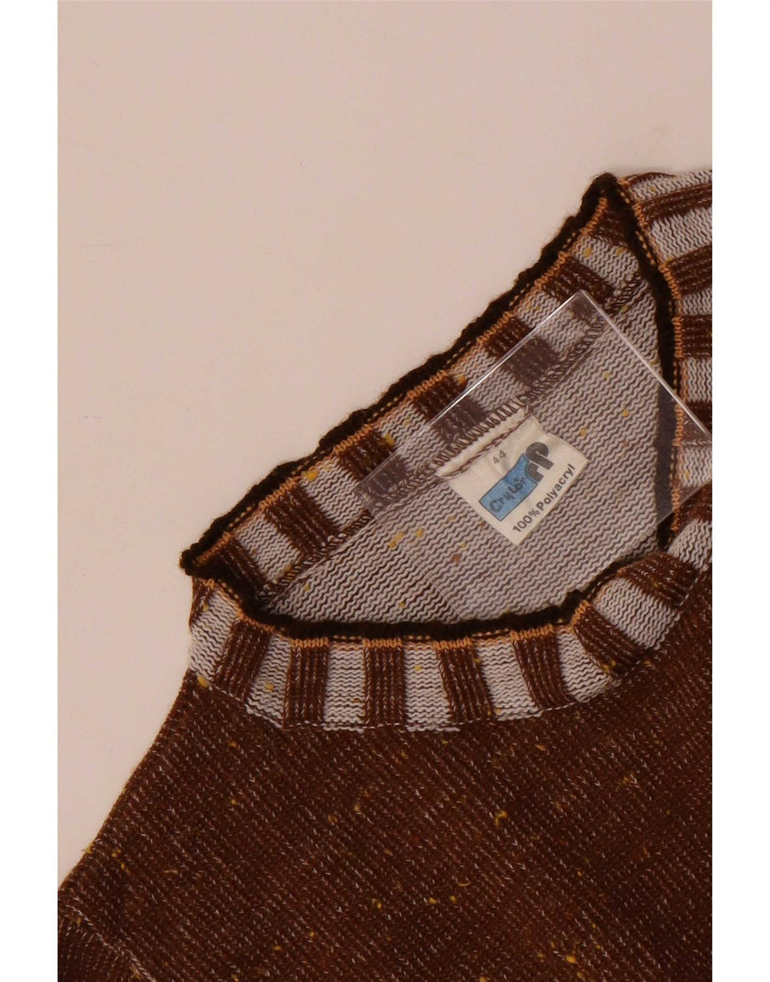 Vintage Womens Graphic Blouse Top IT 44 Medium Brown Striped Polyacrylic