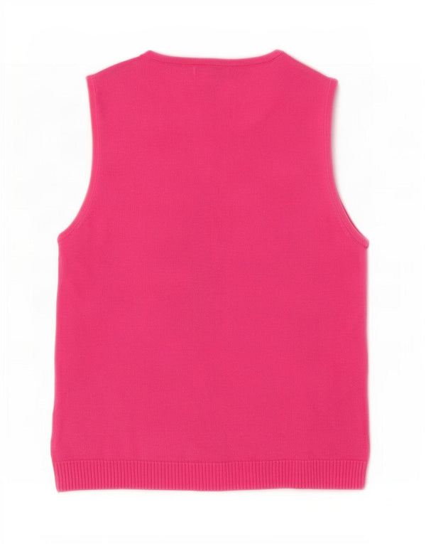 Izod Womens Petite Vest Tank Top UK 14 Large Pink Argyle/Diamond Cotton