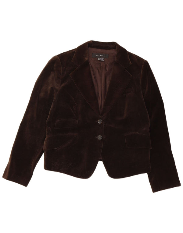 Zara Womens 2 Button Velvet Blazer Jacket UK 18 XL Brown Cotton
