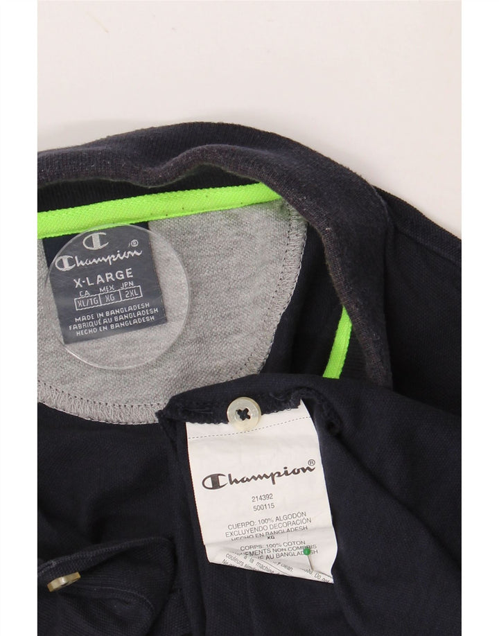 CHAMPION Mens Polo Shirt XL Navy Blue Cotton