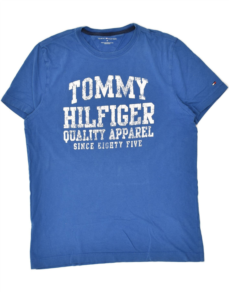 TOMMY HILFIGER Mens Graphic T-Shirt Top Medium Blue Cotton | Vintage Tommy Hilfiger | Thrift | Second-Hand Tommy Hilfiger | Used Clothing | Messina Hembry 