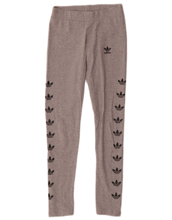 Adidas Womens Graphic Leggings UK 8 Small Grey Cotton