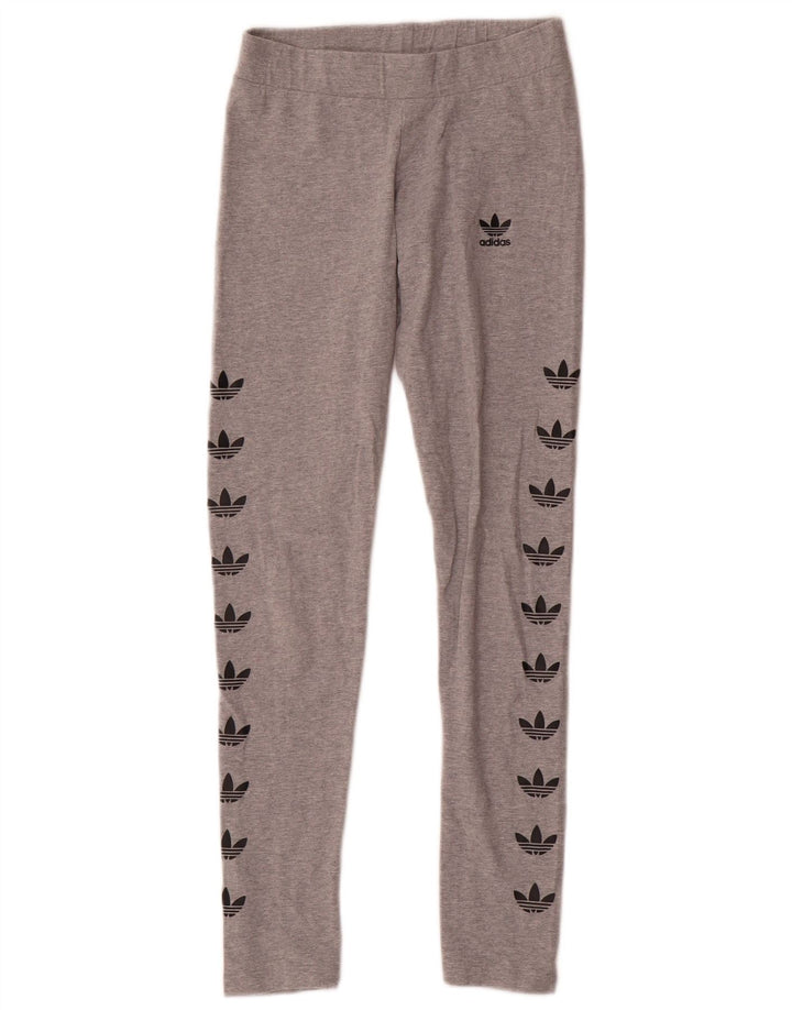 Adidas Womens Graphic Leggings UK 8 Small Grey Cotton