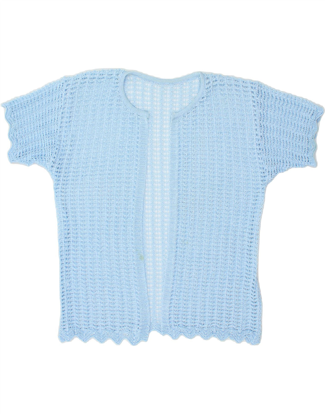VINTAGE Womens Short Sleeve Cardigan Top UK 12 Medium Blue Vintage Vintage and Second-Hand Vintage from Messina Hembry 