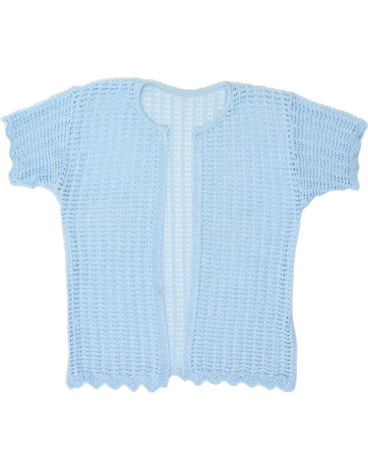 VINTAGE Womens Short Sleeve Cardigan Top UK 12 Medium Blue Vintage Vintage and Second-Hand Vintage from Messina Hembry 